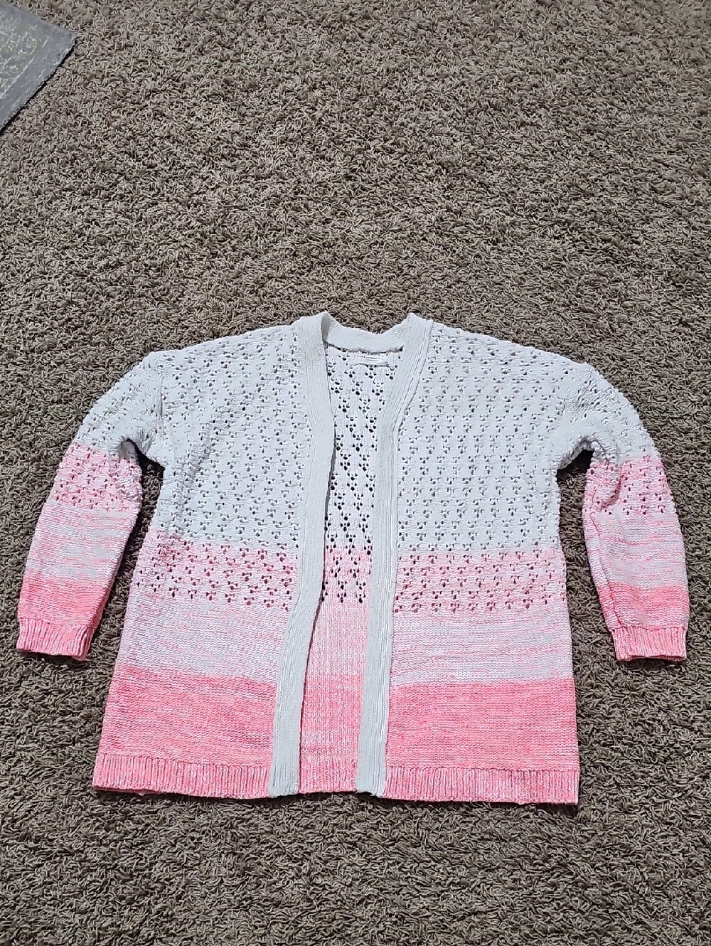 Anthropologie Faustia Cardigan Open Knit Cotton Linen Blend Large Sweater - Picture 3 of 7